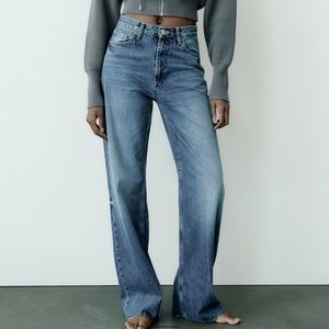 ZARA high rise wide leg jeans